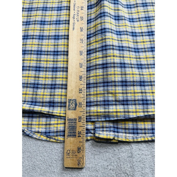 TwentyX Shirt Mens Large Yellow Blue Plaid Button Down Short Sleeve Western - Picture 7 of 8